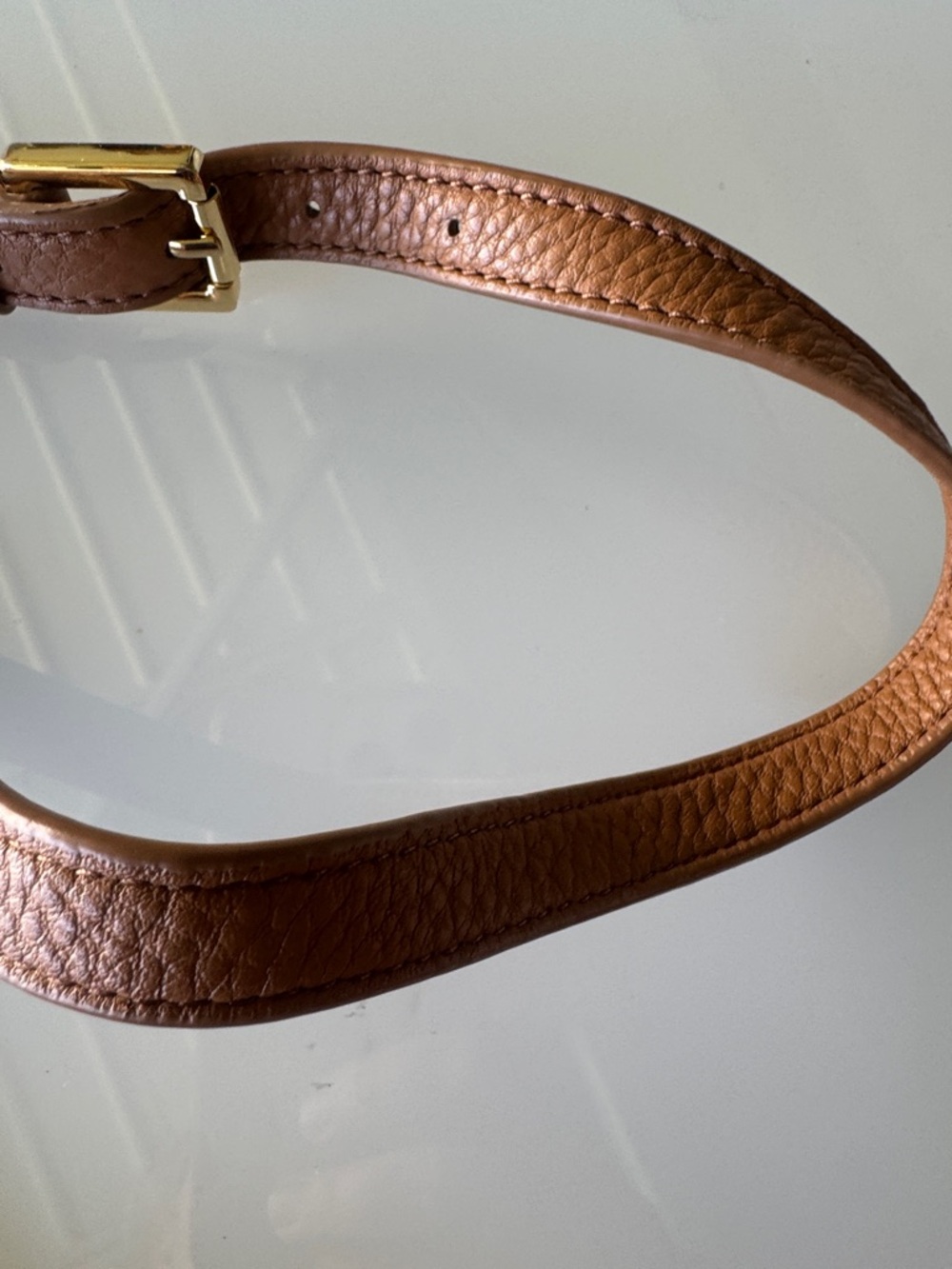 Tory Burch Tan Leather Whipstitch Crossbody with Gold Chain - Picture 4 of 15
